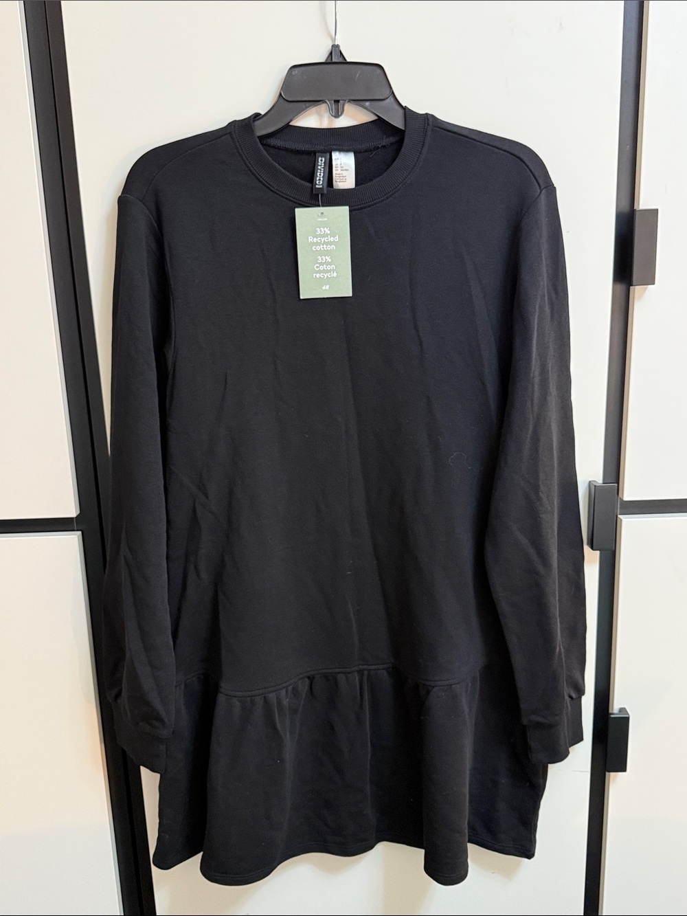 H&M Black Long Sleeve Peplum Sweatshirt Dress
